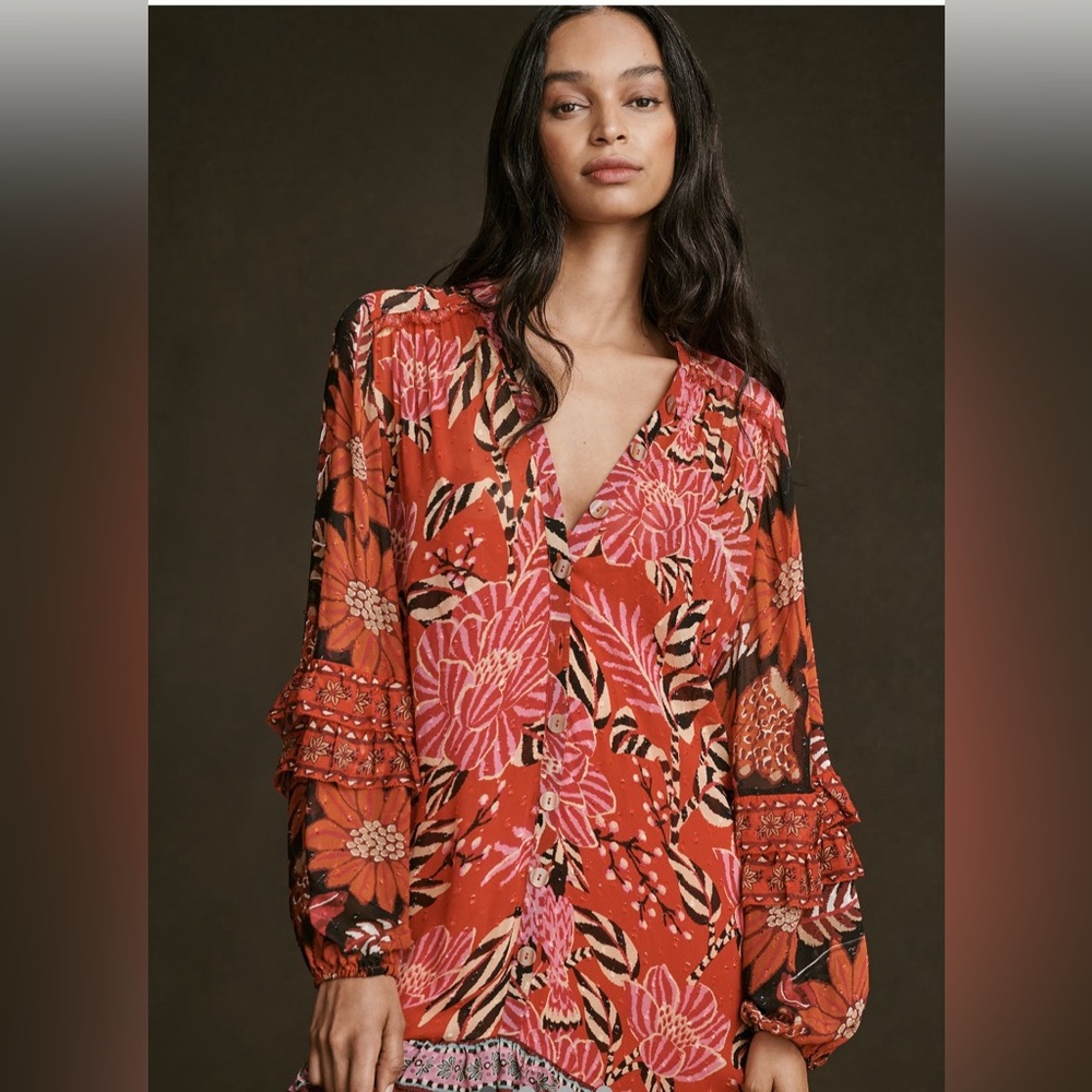 New Farm Rio Mixed Floral Long Sleeve Dress in Small